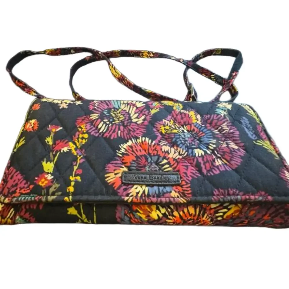 VERA BRADLEY Crossbody RFID Wallet In Midnight Wildflower